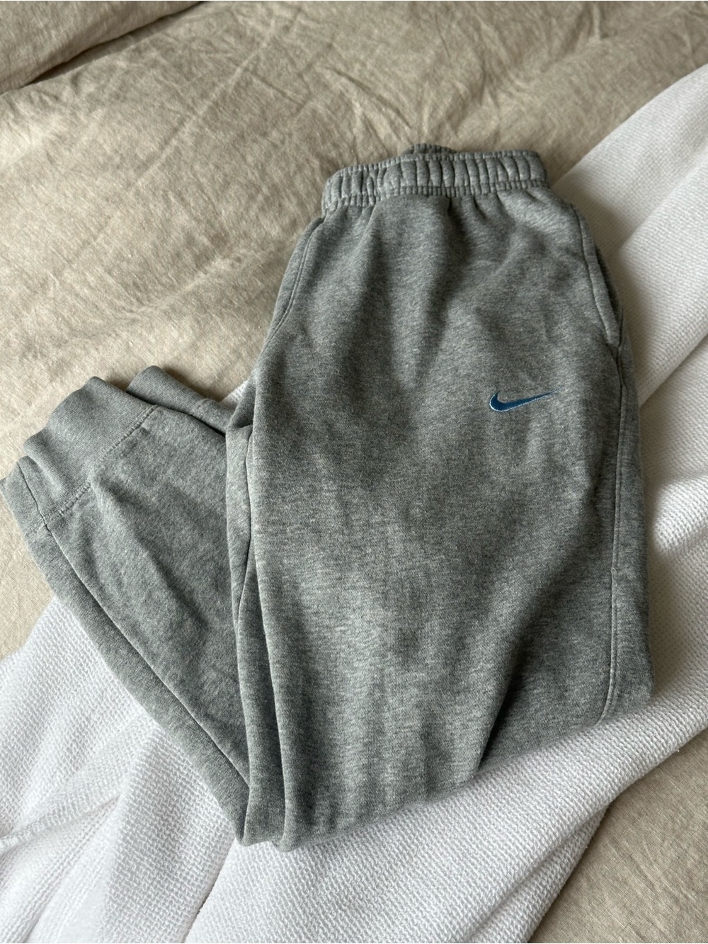 Gray UNC blue swoosh nike sweatpants